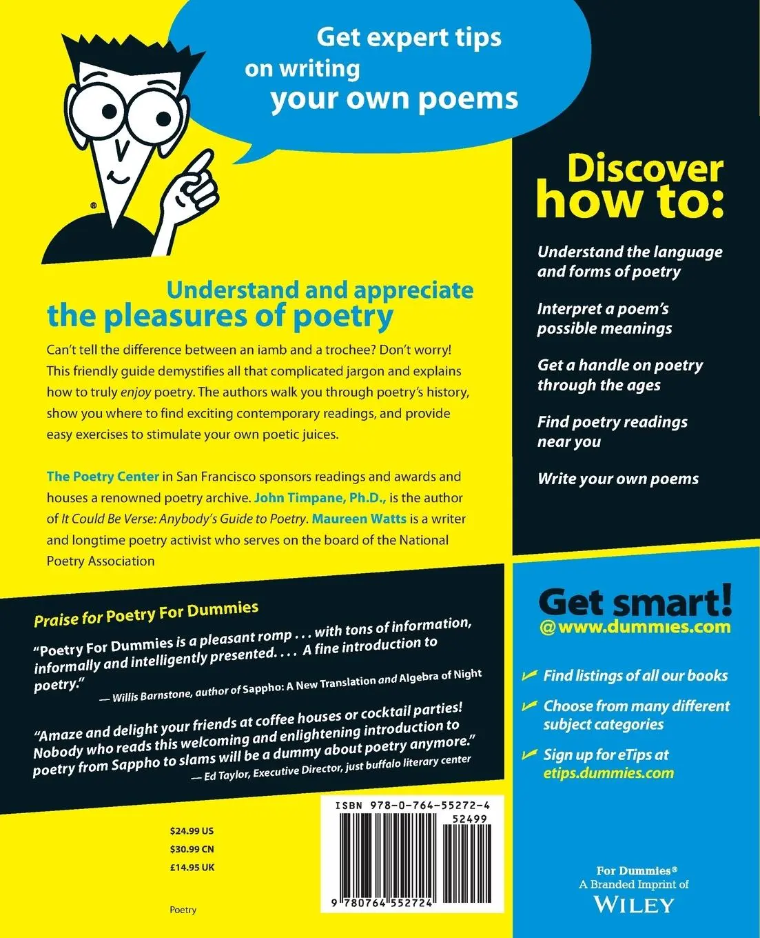 Rückseite: 9780764552724 | Poetry for Dummies | The Poetry Center (u. a.) | Taschenbuch | 2001