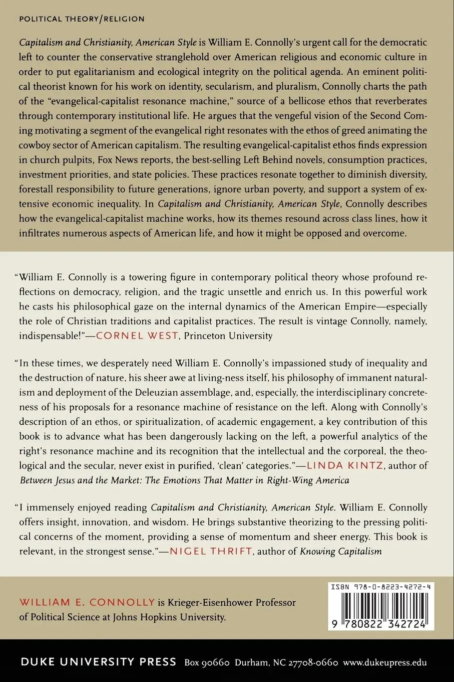 Rückseite: 9780822342724 | Capitalism and Christianity, American Style | William E Connolly