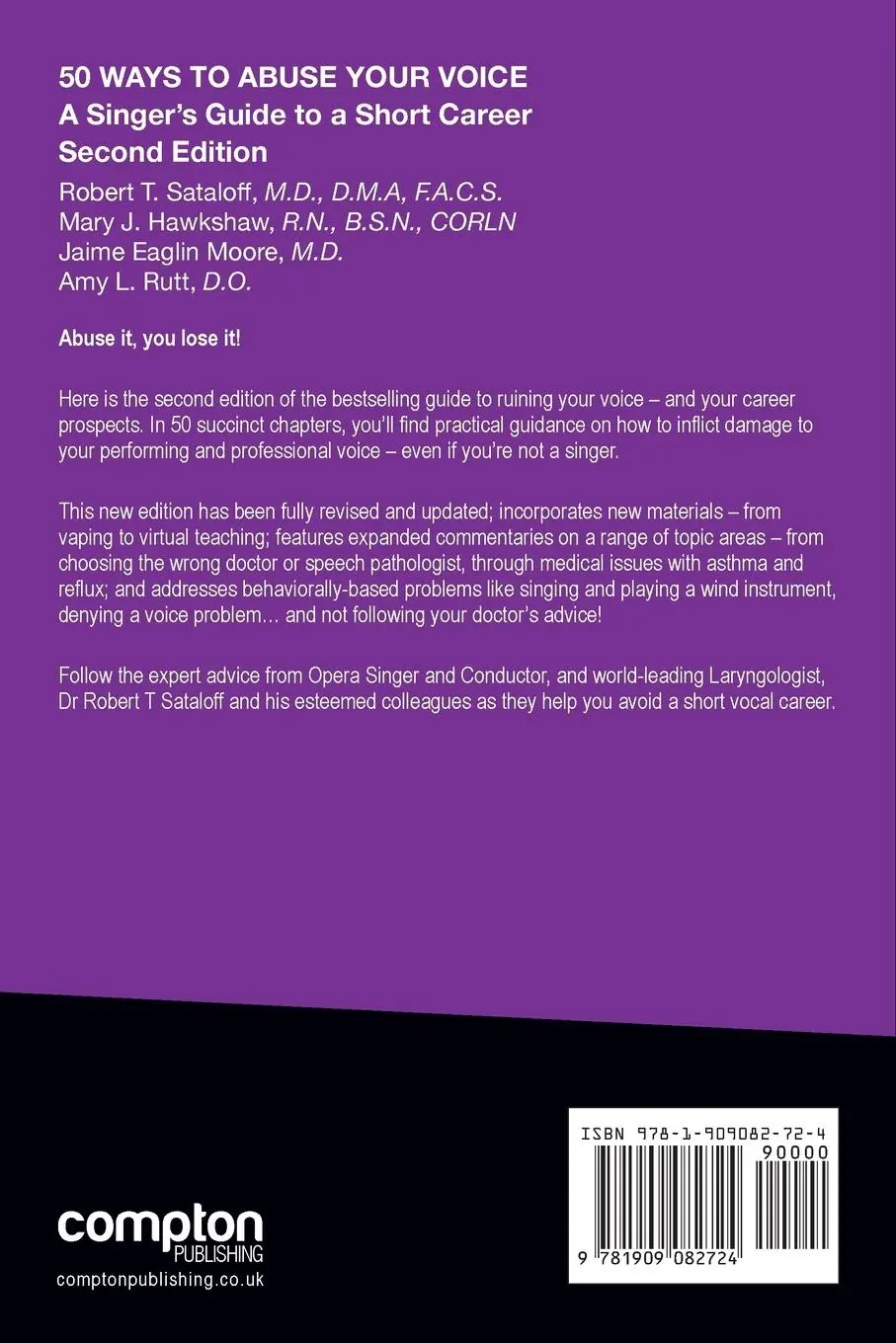 Rückseite: 9781909082724 | 50 Ways to Abuse Your Voice Second Edition | Robert T Sataloff (u. a.)