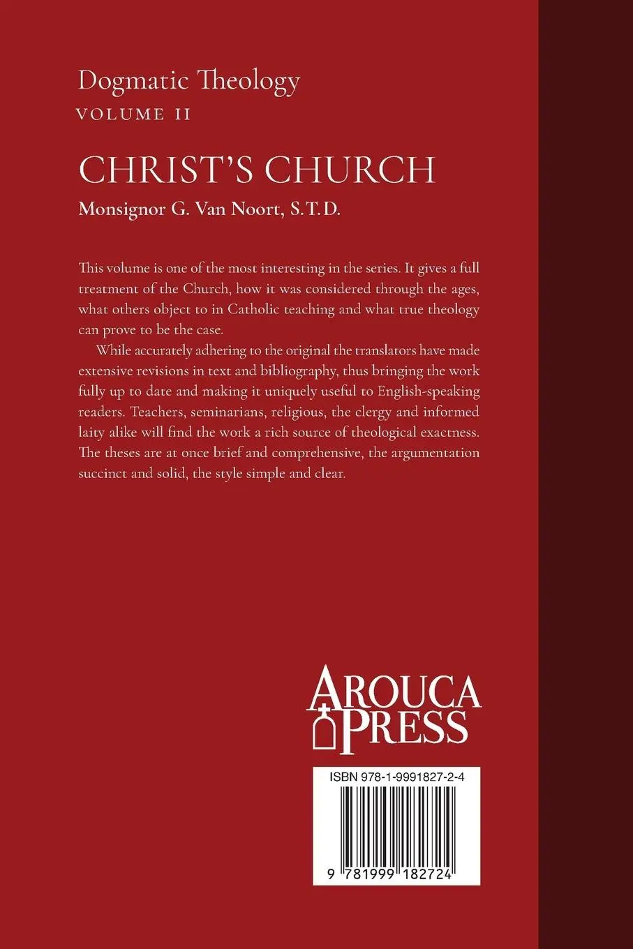 Rückseite: 9781999182724 | Christ's Church | Dogmatic Theology (Volume 2) | Msgr. G. van Noort