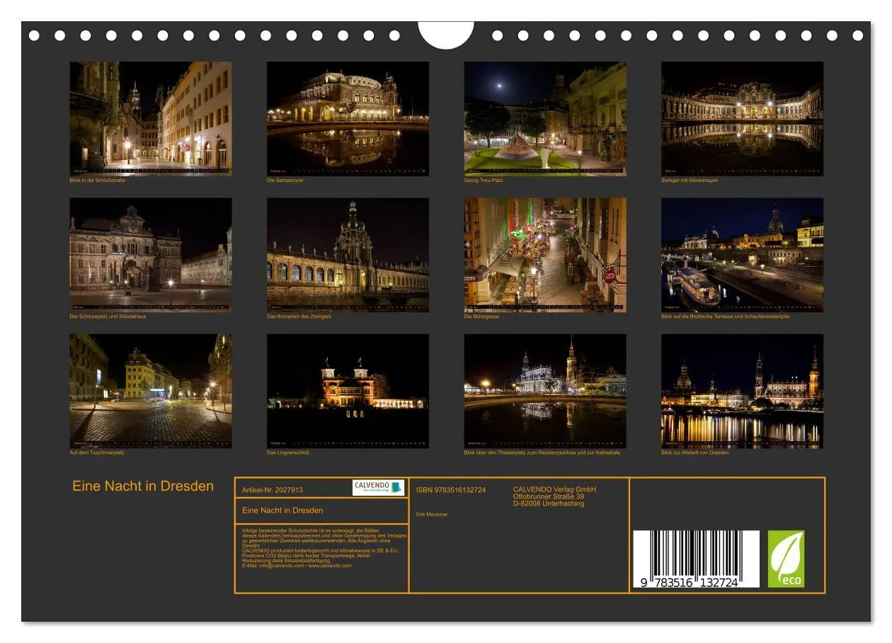 Bild: 9783516132724 | Eine Nacht in Dresden (Wandkalender 2026 DIN A4 quer), CALVENDO...