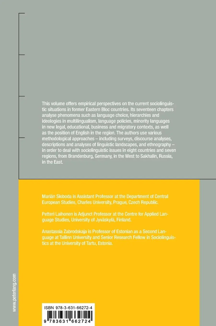 Rückseite: 9783631662724 | Sociolinguistic Transition in Former Eastern Bloc Countries | Buch