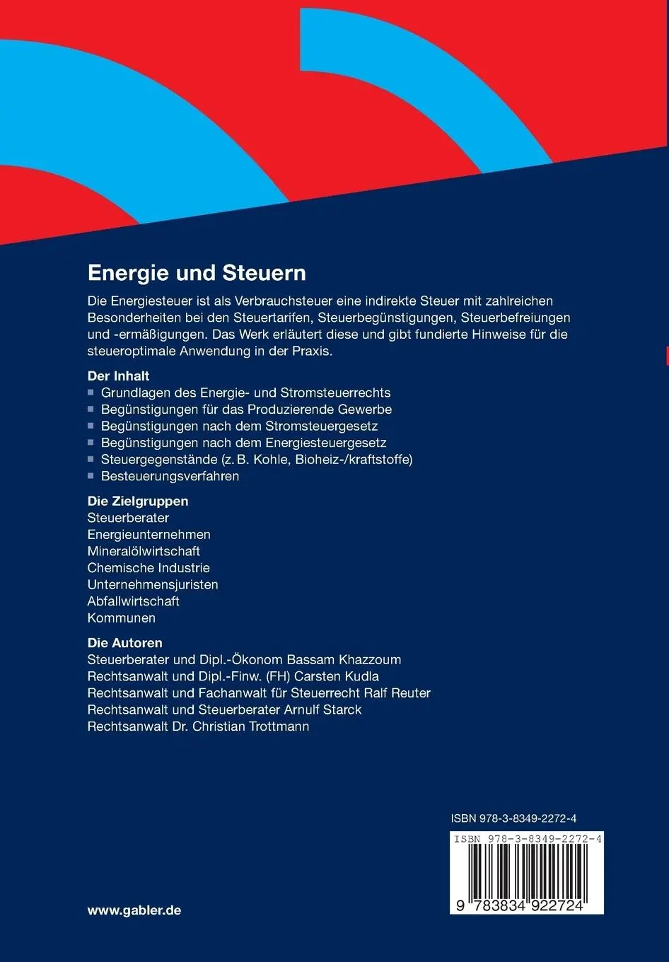 Rückseite: 9783834922724 | Energie und Steuern | Energie- und Stromsteuerrecht in der Praxis