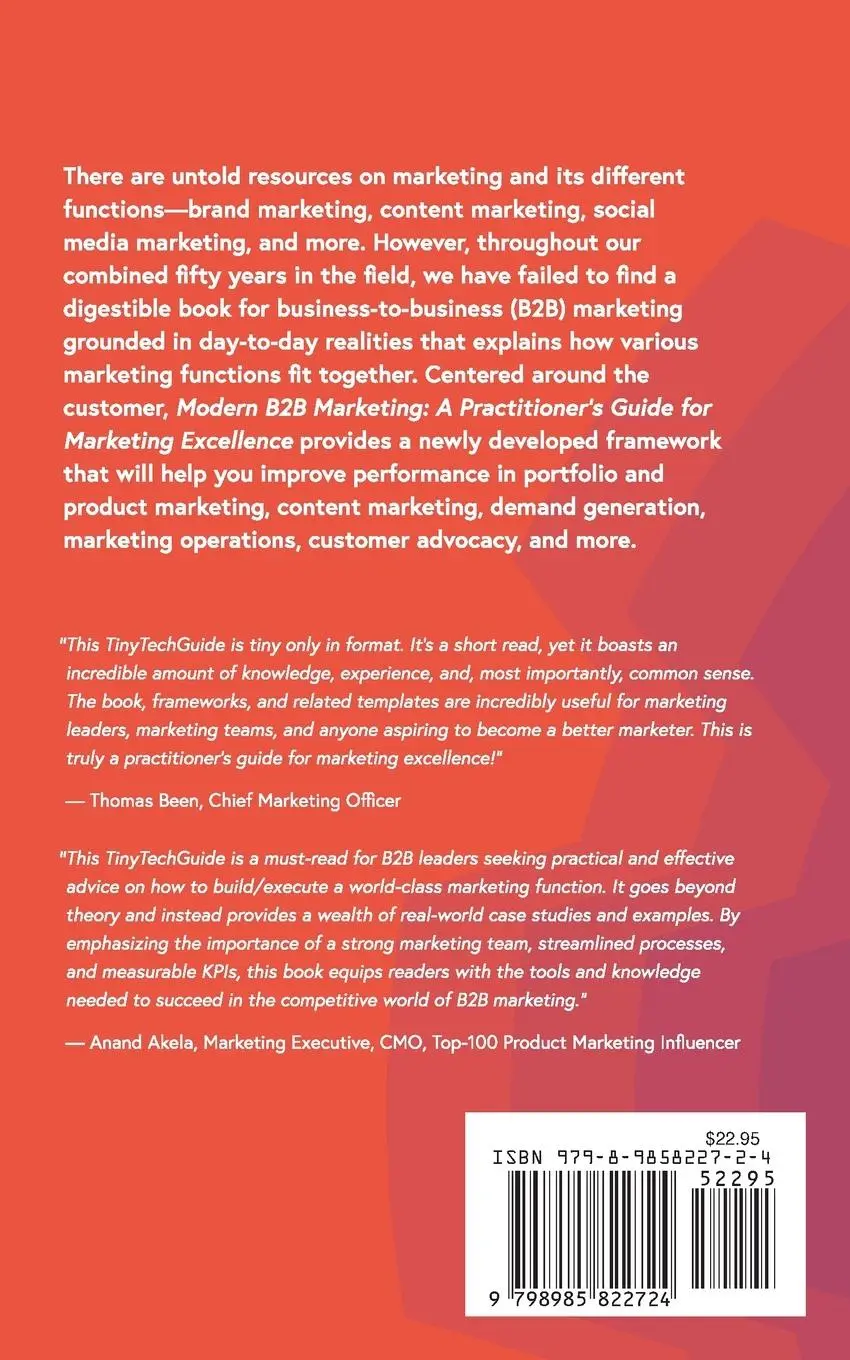 Rückseite: 9798985822724 | Modern B2B Marketing | A Practitioner's Guide to Marketing Excellence