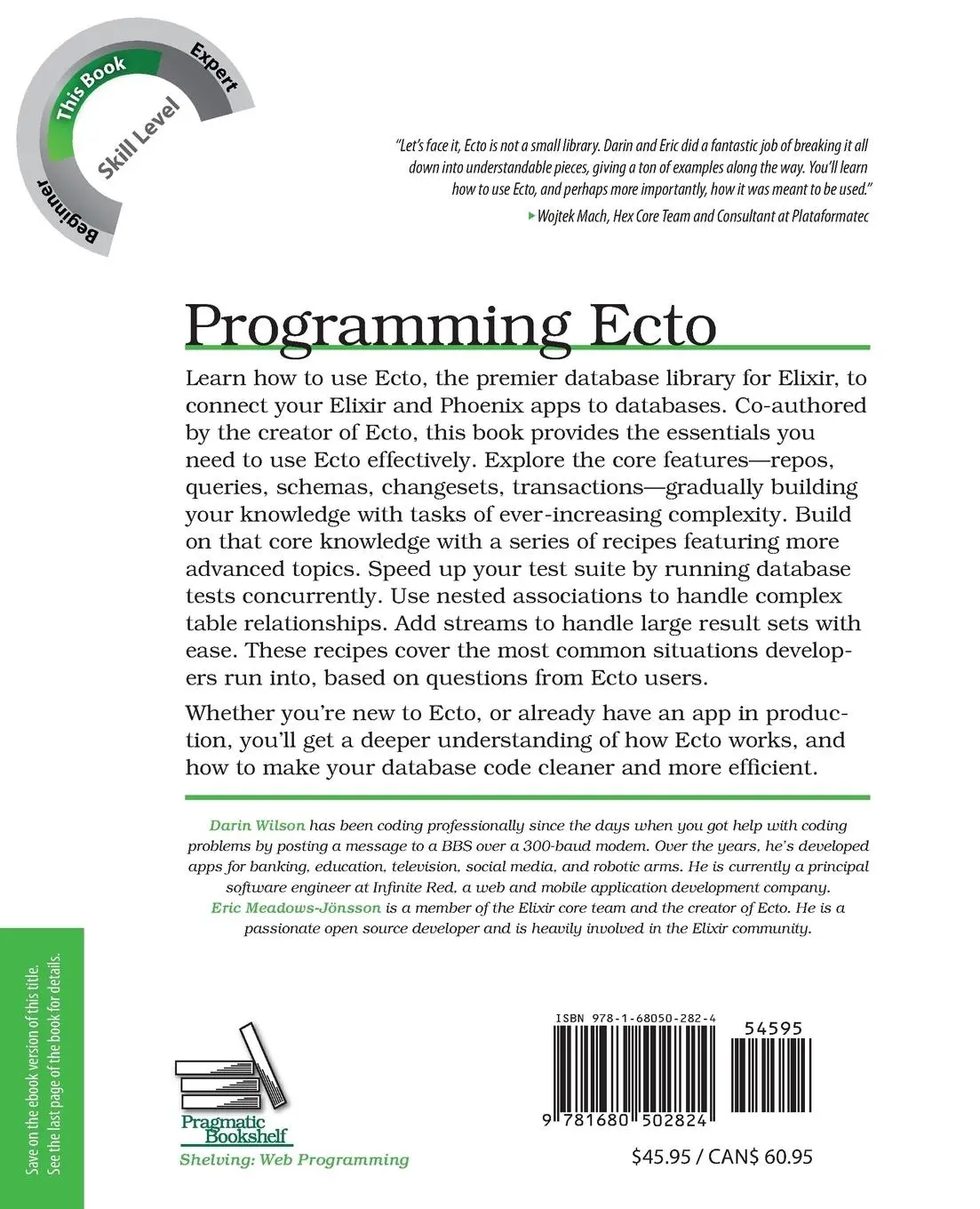 Rückseite: 9781680502824 | Programming Ecto | Darin Wilson (u. a.) | Taschenbuch | Englisch