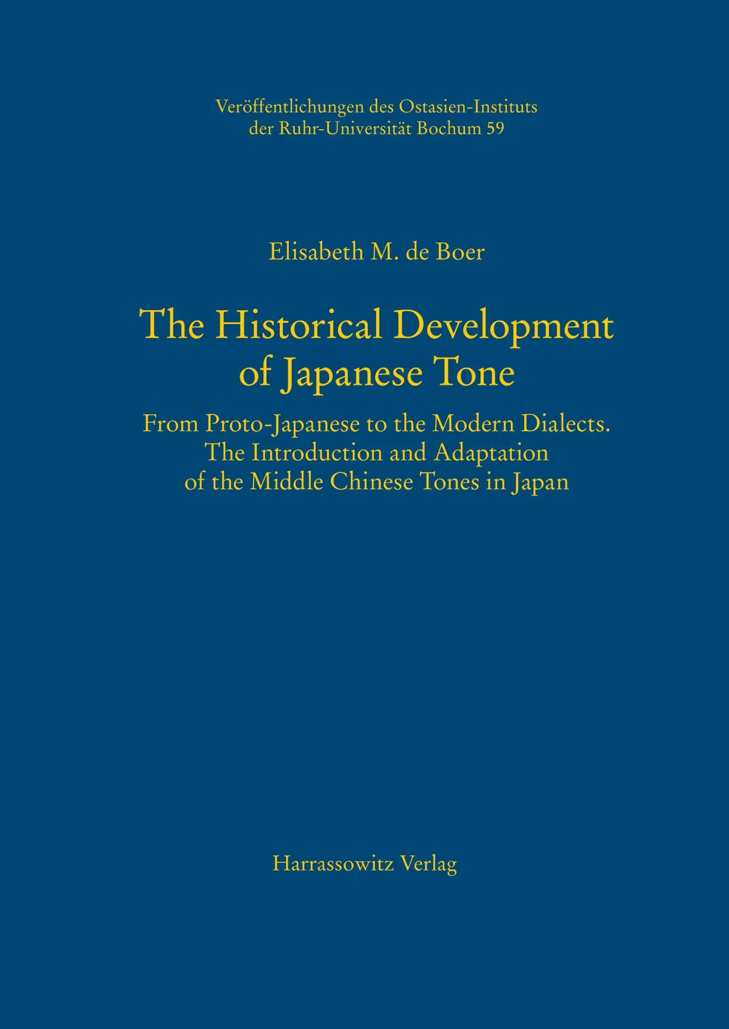 Cover: 9783447062824 | The Historical Development of Japanese Tone. From Proto-Japanese to...