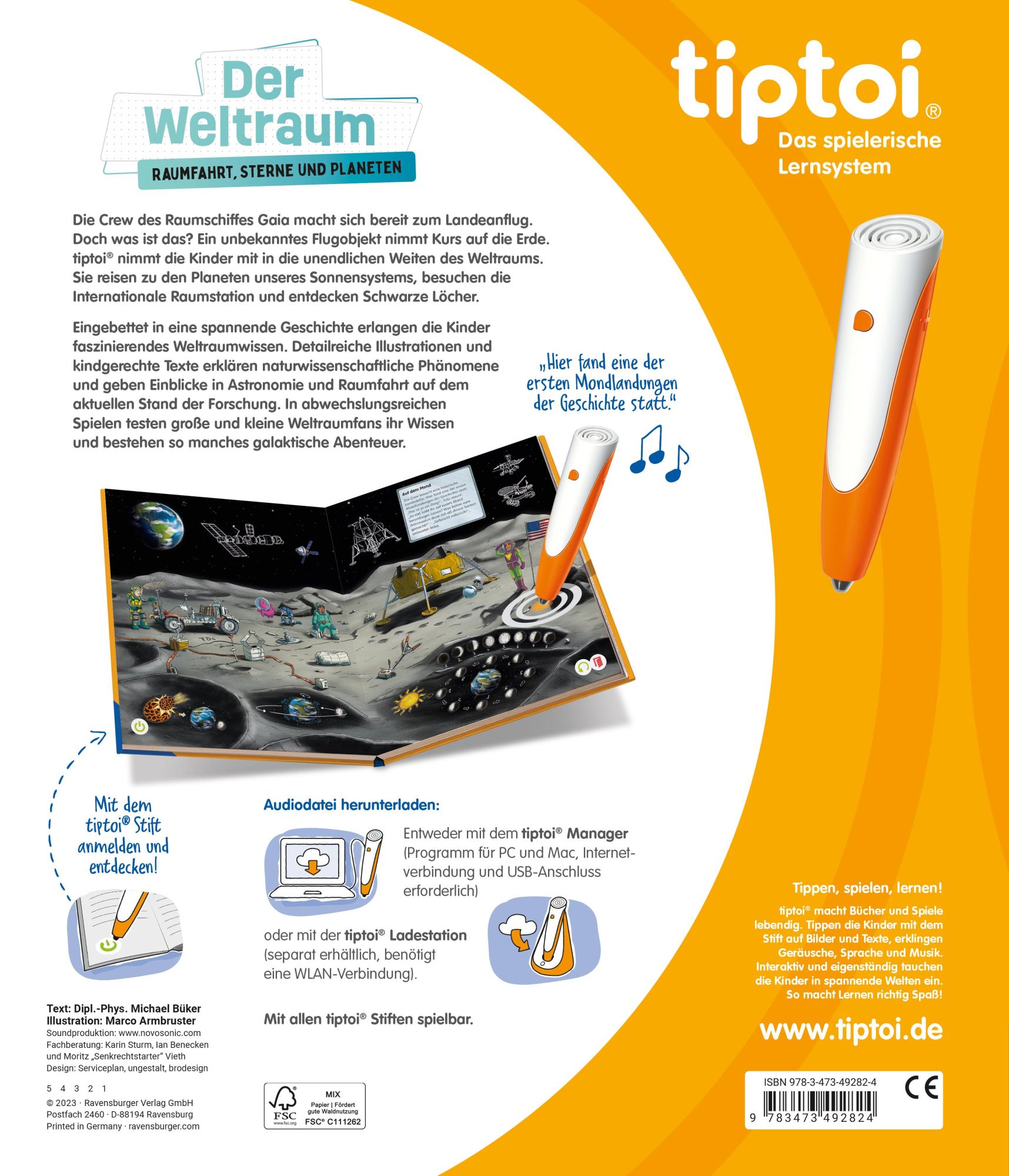 Rückseite: 9783473492824 | tiptoi® - Der Weltraum: Raumfahrt, Sterne und Planeten | Michael Büker