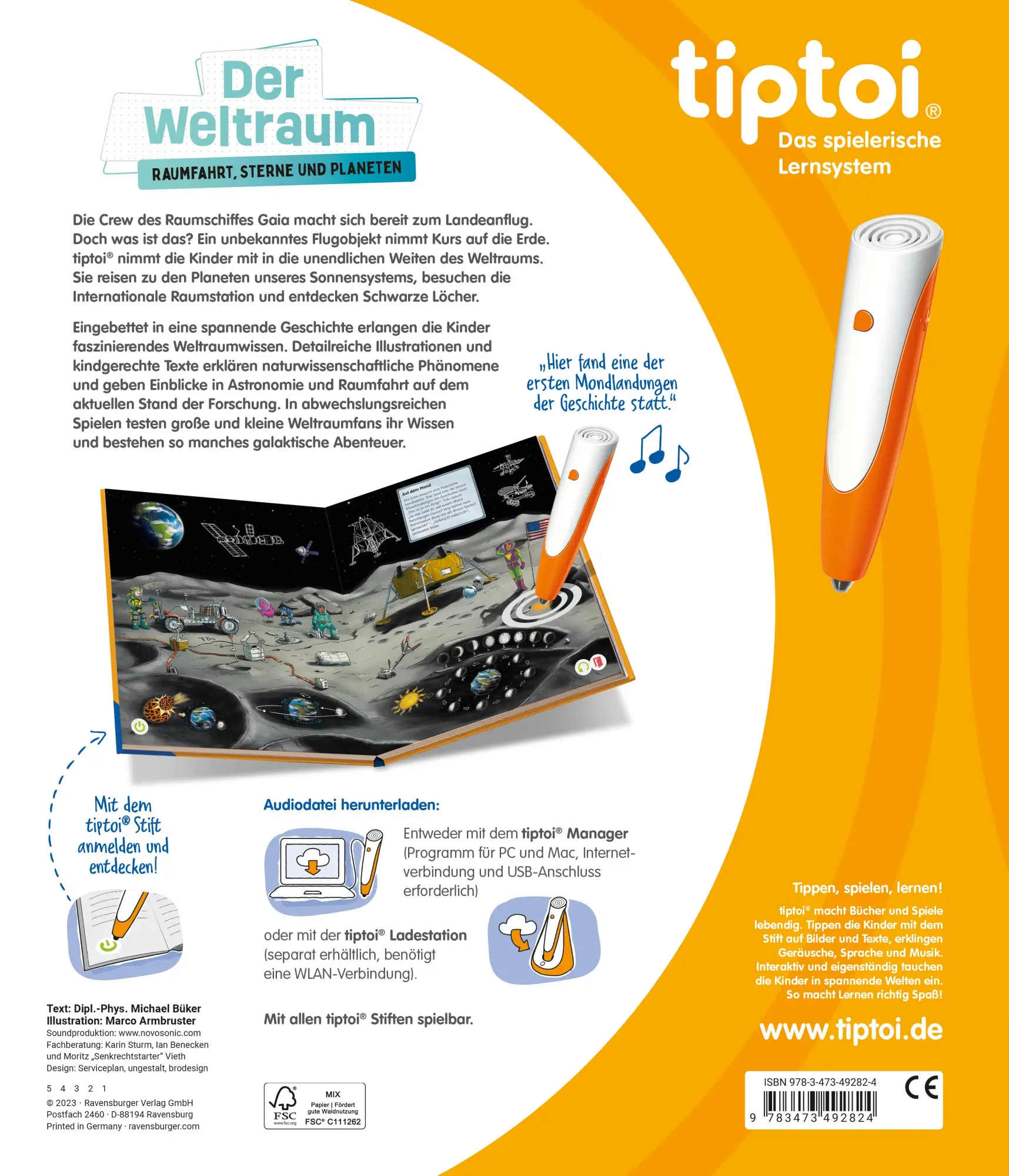 Rückseite: 9783473492824 | tiptoi® - Der Weltraum: Raumfahrt, Sterne und Planeten | Michael Büker