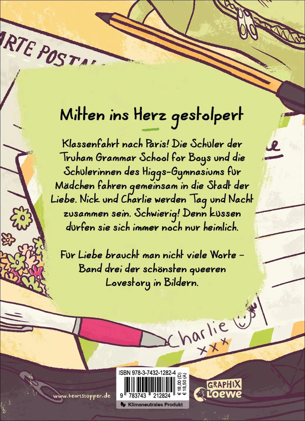 Rückseite: 9783743212824 | Heartstopper Volume 3 (deutsche Hardcover-Ausgabe) | Alice Oseman