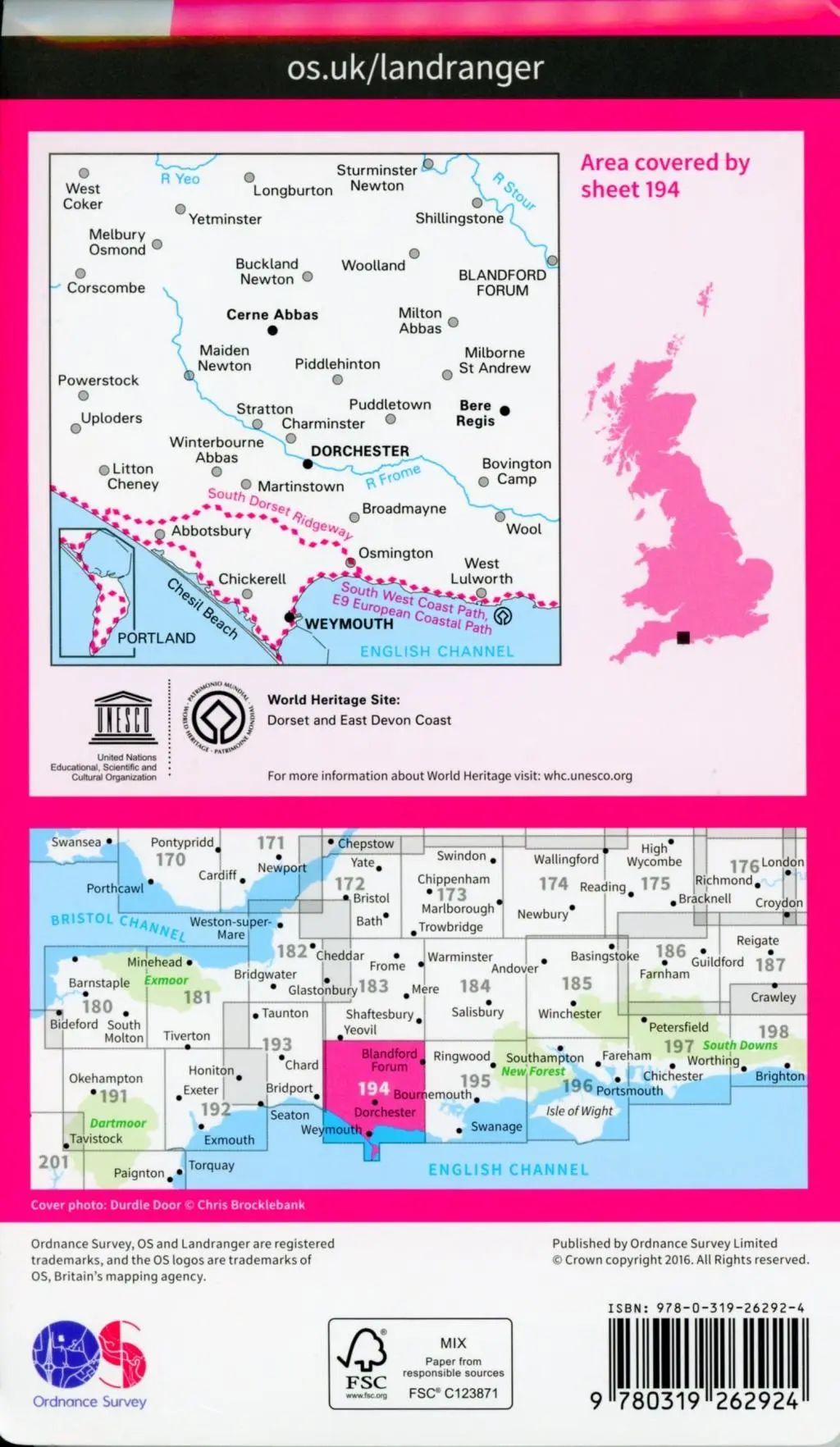 Bild: 9780319262924 | Dorchester &amp; Weymouth, Cerne Abbas &amp; Bere Regis | Ordnance Survey