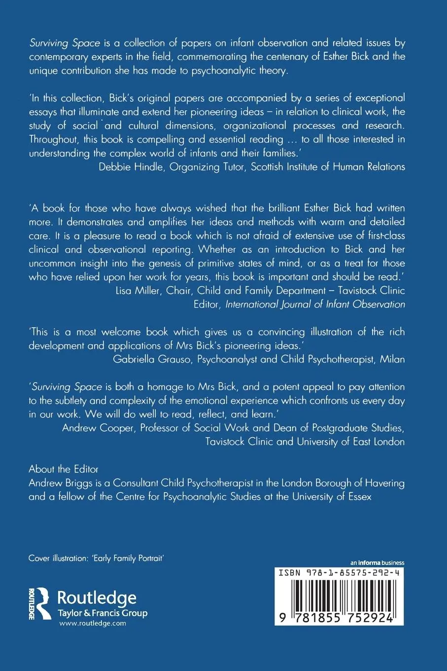Rückseite: 9781855752924 | Surviving Space | Papers on Infant Observation | Andrew Briggs | Buch