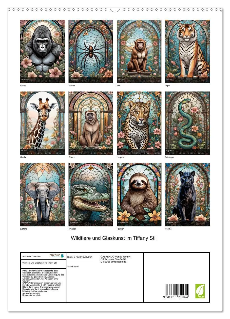 Bild: 9783516282924 | Wildtiere und Glaskunst im Tiffany Stil (hochwertiger Premium...