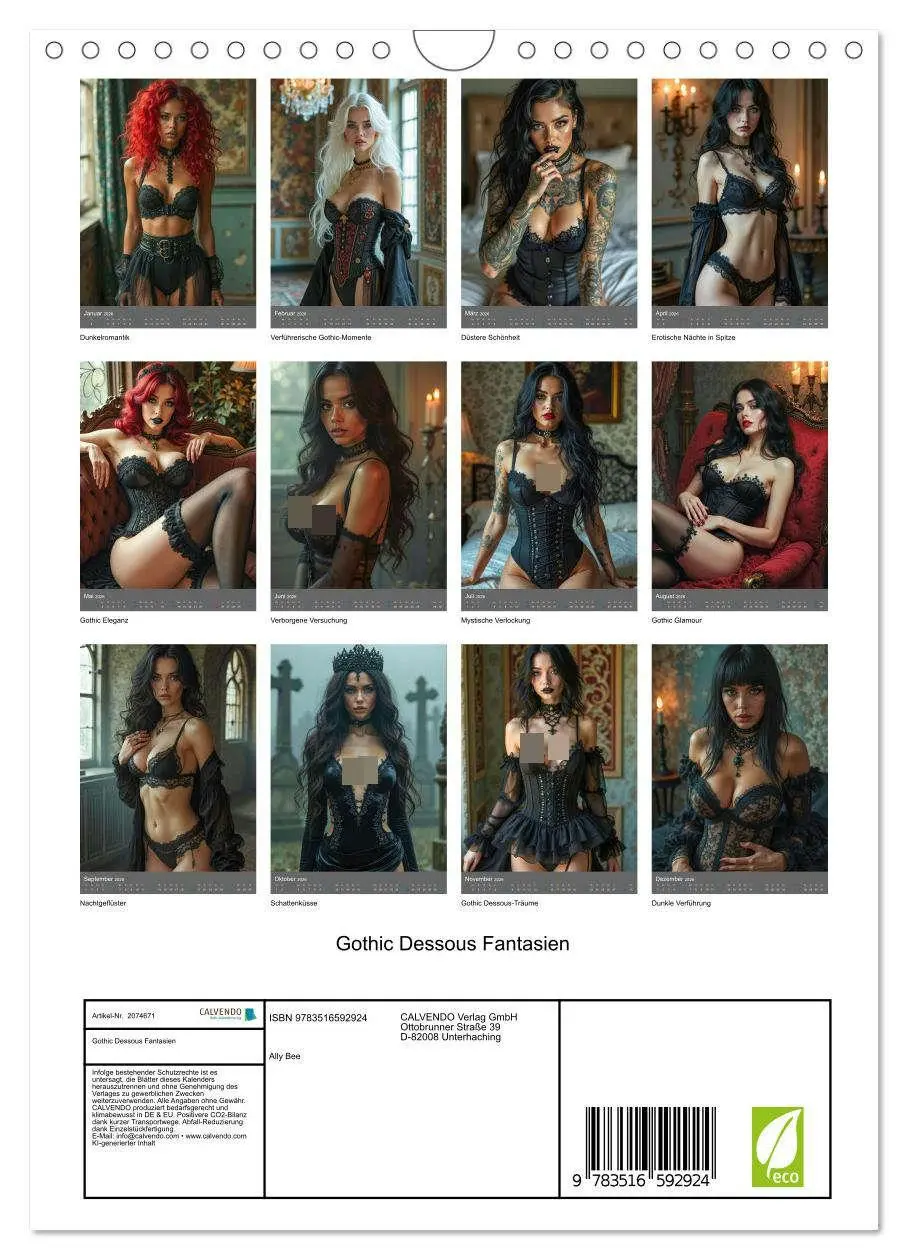 Bild: 9783516592924 | Gothic Dessous Fantasien (Wandkalender 2026 DIN A4 hoch), CALVENDO...