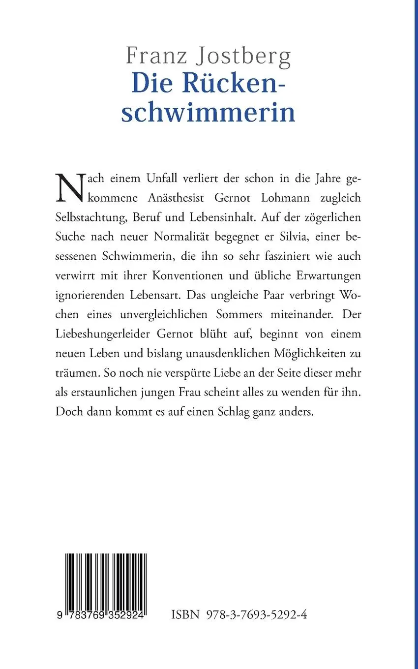 Rückseite: 9783769352924 | Die Rückenschwimmerin | Roman | Franz Jostberg | Taschenbuch | 298 S.