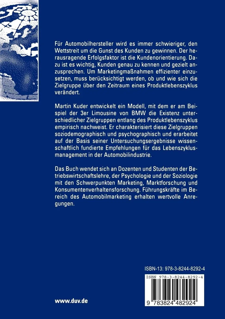 Rückseite: 9783824482924 | Kundengruppen und Produktlebenszyklus | Martin Kuder | Taschenbuch