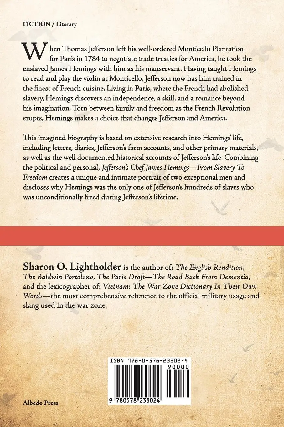 Rückseite: 9780578233024 | Jefferson's Chef - James Hemings From Slavery to Freedom | Lightholder
