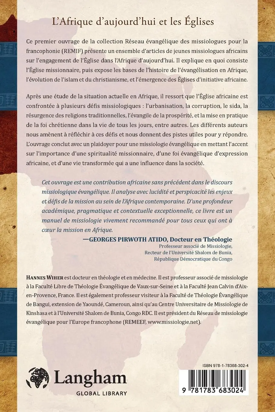 Rückseite: 9781783683024 | L'Afrique d'aujourd'hui et les Églises | Quels défis ? | Hannes Wiher