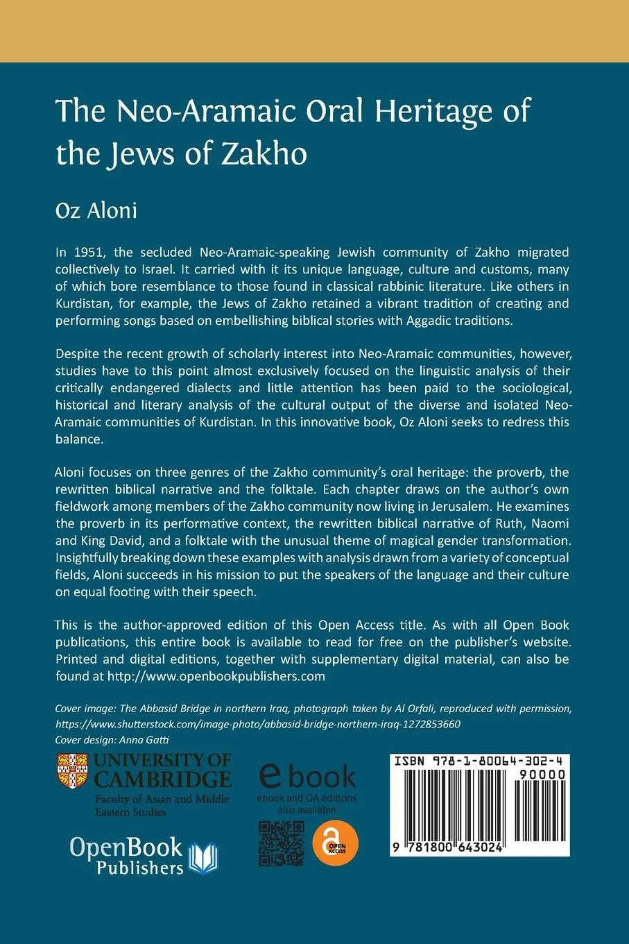 Rückseite: 9781800643024 | The Neo-Aramaic Oral Heritage of the Jews of Zakho | Oz Aloni | Buch