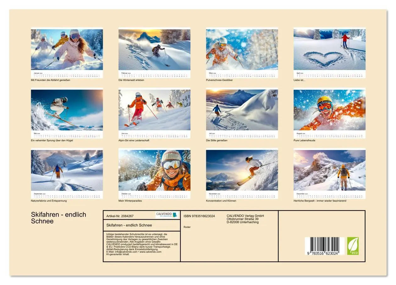 Bild: 9783516623024 | Skifahren - endlich Schnee (Wandkalender 2026 DIN A3 quer),...