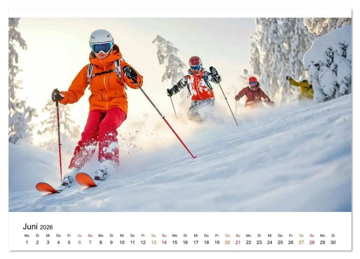 Bild: 9783516623024 | Skifahren - endlich Schnee (Wandkalender 2026 DIN A3 quer),...