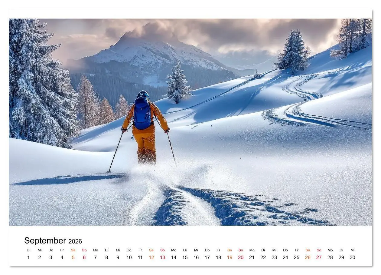 Bild: 9783516623024 | Skifahren - endlich Schnee (Wandkalender 2026 DIN A3 quer),...