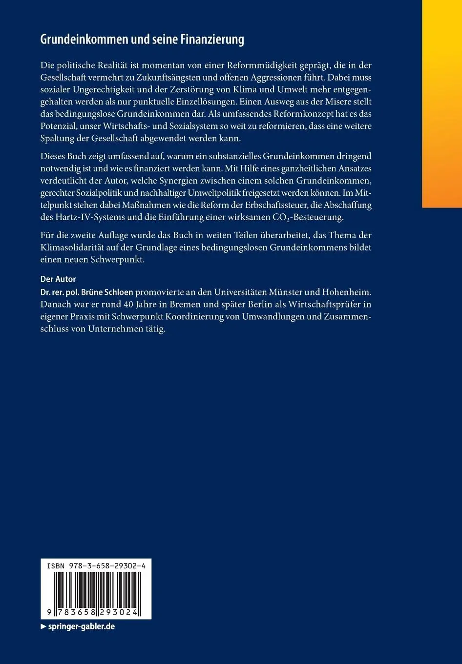 Rückseite: 9783658293024 | Grundeinkommen und seine Finanzierung | Brüne Schloen | Taschenbuch