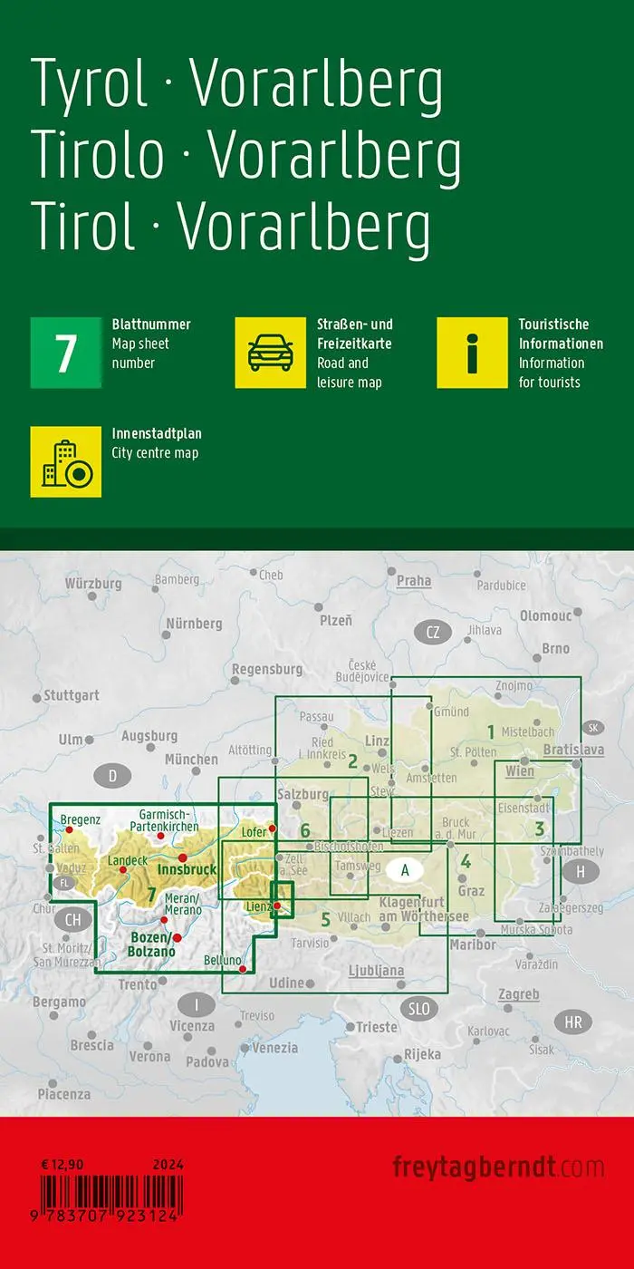 Rückseite: 9783707923124 | freytag &amp; berndt Straßenkarte Tirol - Vorarlberg 1:200.000 | Berndt