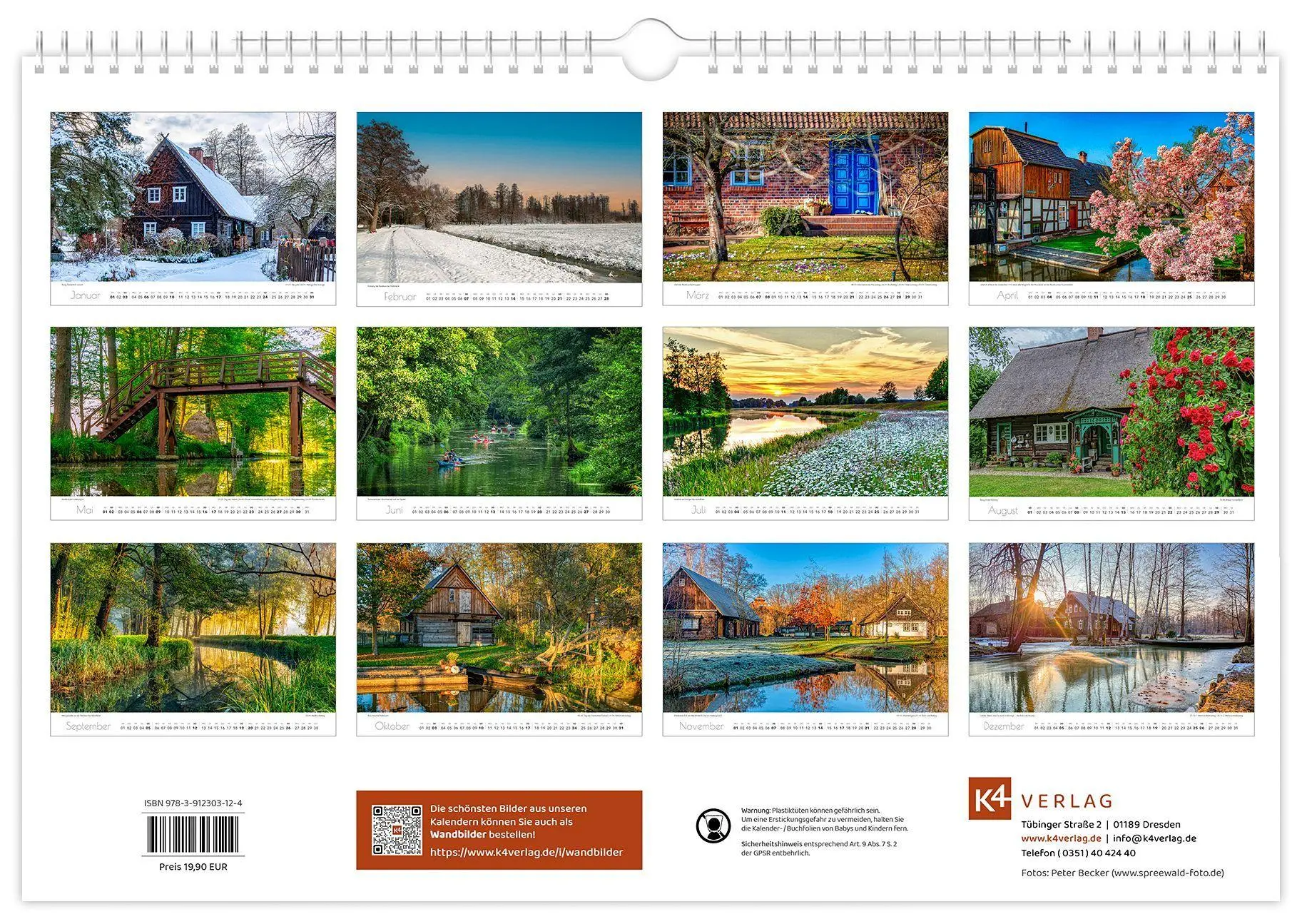 Bild: 9783912303124 | Kalender Spreewald 2027 | Peter Becker 45 x 30 cm weißes Kalendarium