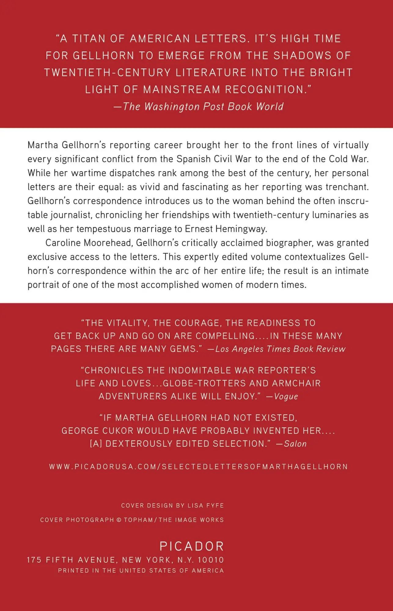 Rückseite: 9780805083224 | Selected Letters of Martha Gellhorn | Caroline Moorehead | Taschenbuch