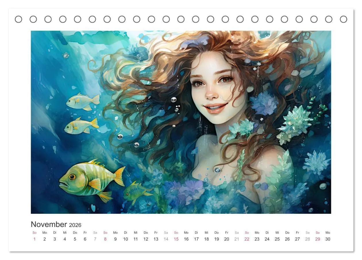 Bild: 9783457513224 | Liebliche Meerjungfrauen (Tischkalender 2026 DIN A5 quer), CALVENDO...