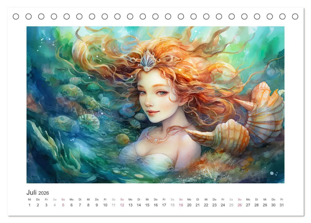 Bild: 9783457513224 | Liebliche Meerjungfrauen (Tischkalender 2026 DIN A5 quer), CALVENDO...