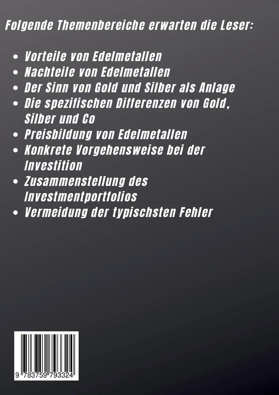 Rückseite: 9783759793324 | Investieren in Edelmetalle | Gold und Silber zum Vermögensaufbau