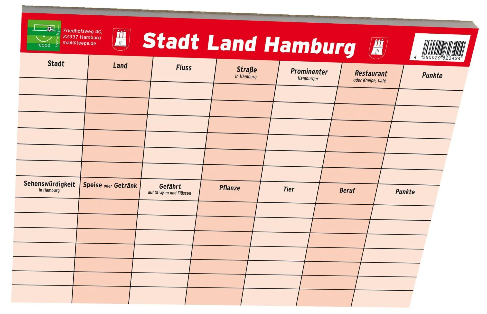 Cover: 4260029823424 | Hamburg "Stadt Land Hamburg" | 30 Minuten, 2-6 Spieler | Spiel | 2023