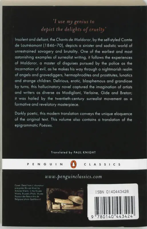 Rückseite: 9780140443424 | Maldoror and Poems | Lautréamont | Taschenbuch | Englisch | 1988