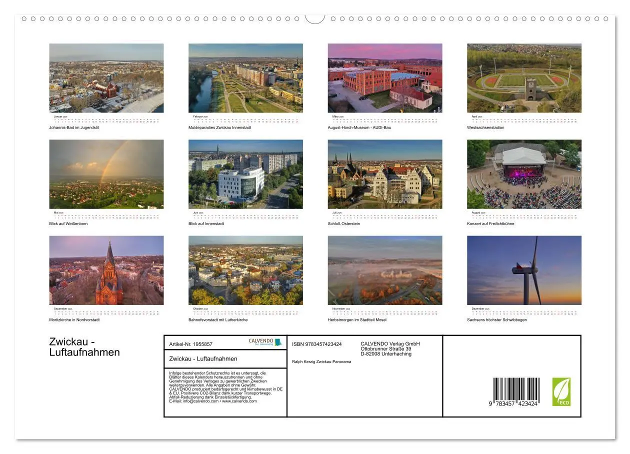 Bild: 9783457423424 | Zwickau - Luftaufnahmen (hochwertiger Premium Wandkalender 2026 DIN...