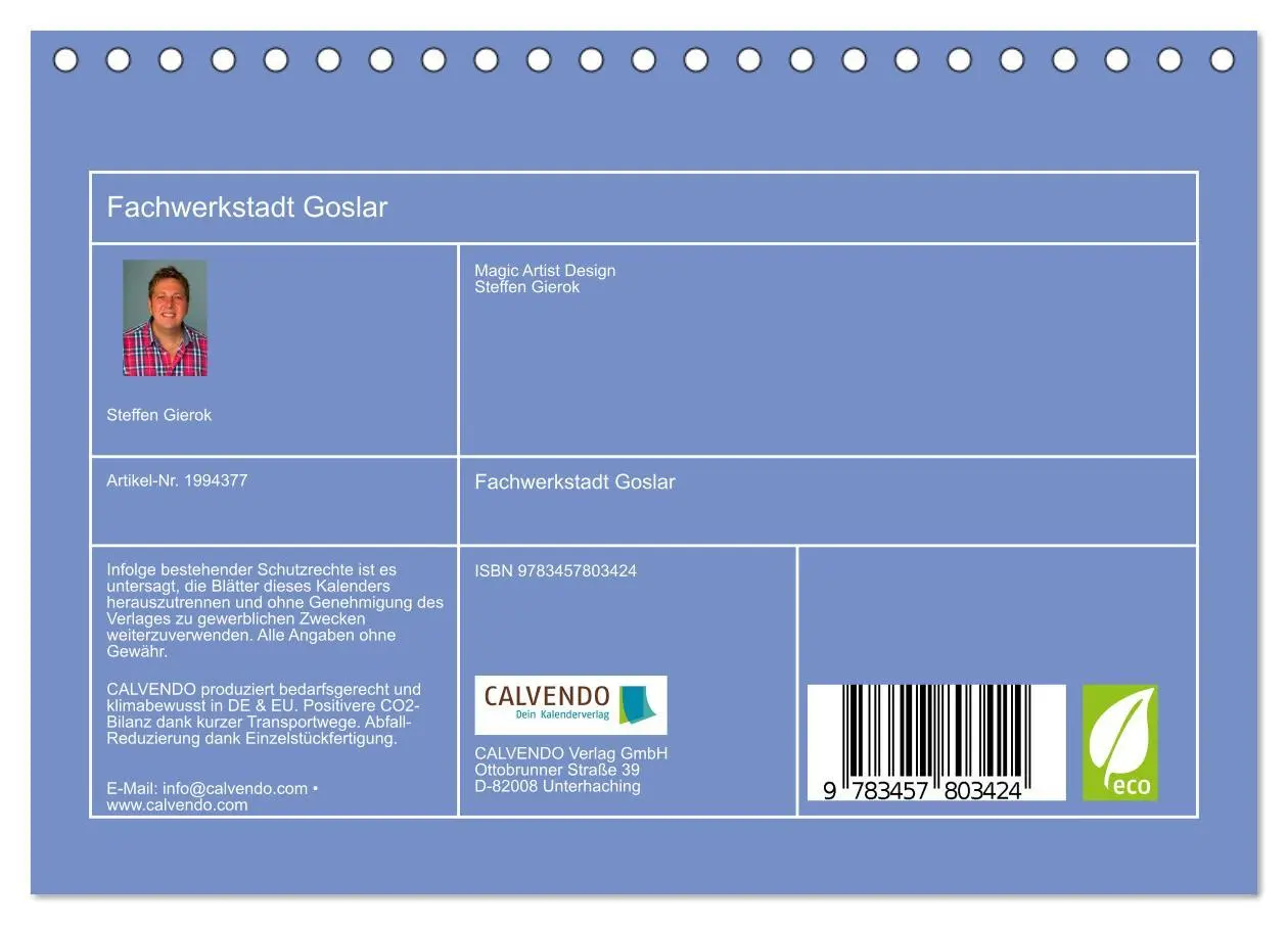 Bild: 9783457803424 | Fachwerkstadt Goslar (Tischkalender 2026 DIN A5 quer), CALVENDO...