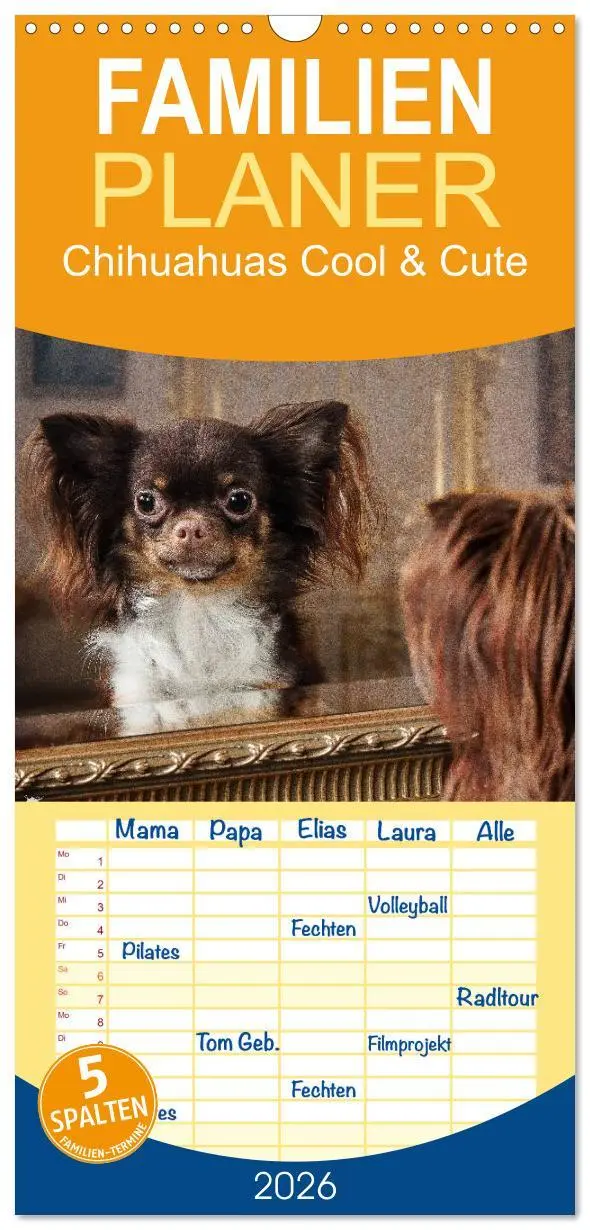 Cover: 9783516513424 | Familienplaner 2026 - Chihuahuas - Cool and Cute mit 5 Spalten...