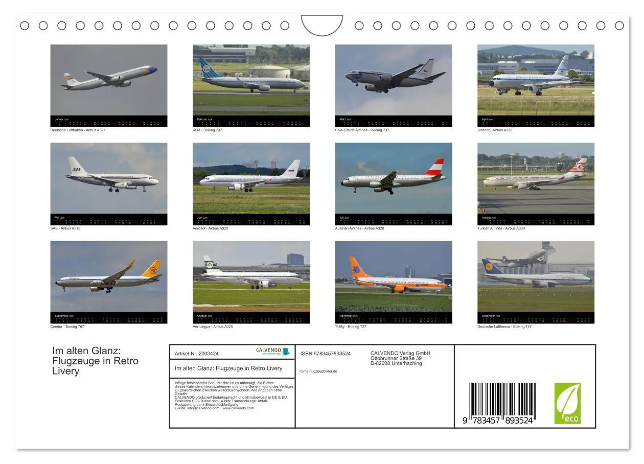 Bild: 9783457893524 | Im alten Glanz: Flugzeuge in Retro Livery (Wandkalender 2026 DIN A4...