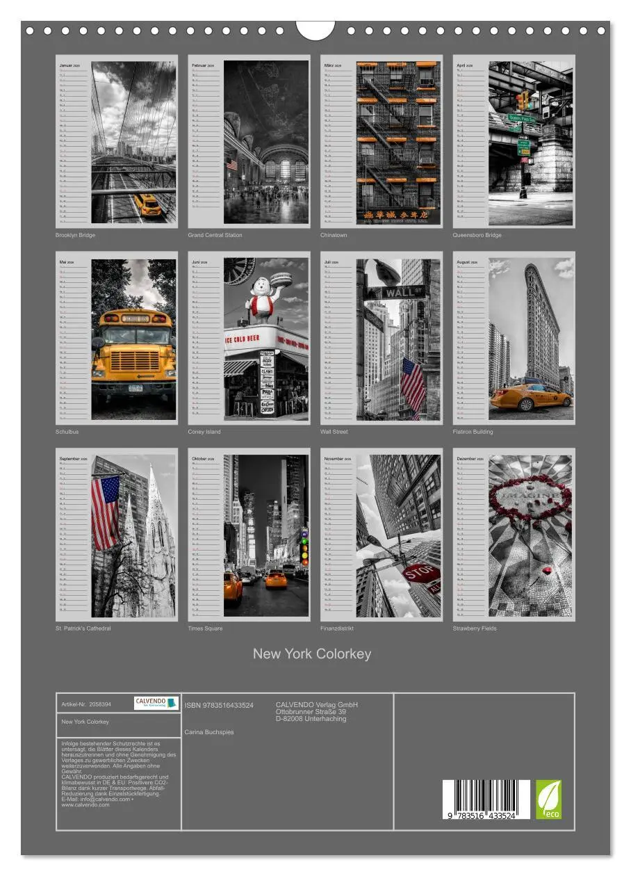 Bild: 9783516433524 | New York Colorkey (Wandkalender 2026 DIN A3 hoch), CALVENDO...