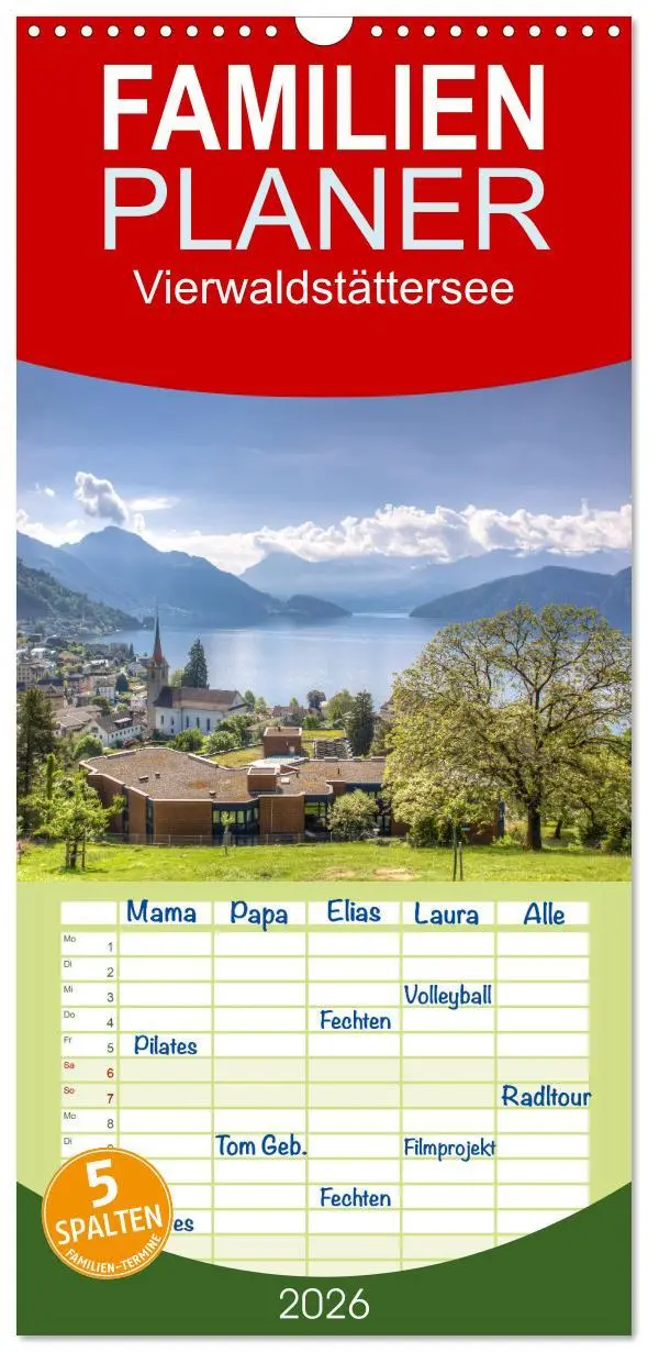 Cover: 9783516503524 | Familienplaner 2026 - Vierwaldstättersee mit 5 Spalten...