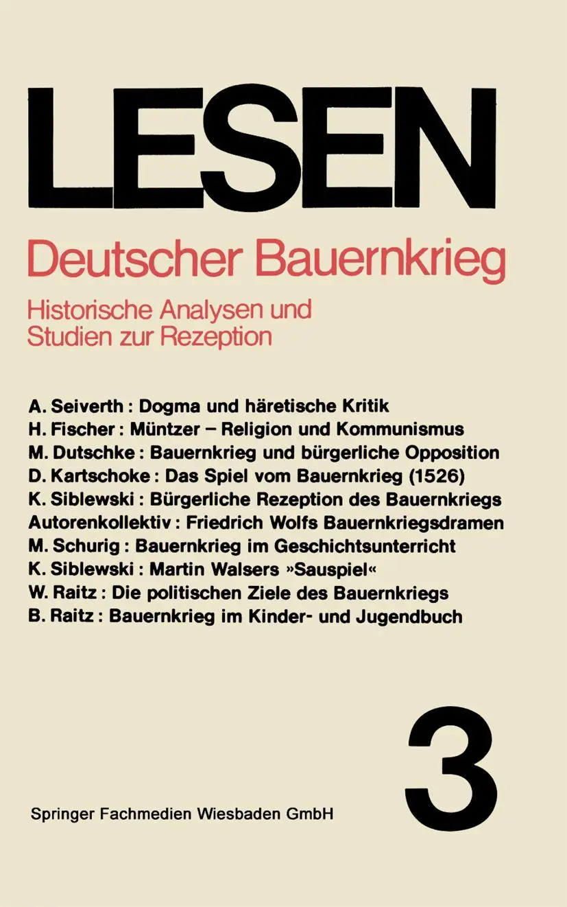 Cover: 9783531113524 | Deutscher Bauernkrieg | Historische Analysen und Studien zur Rezeption