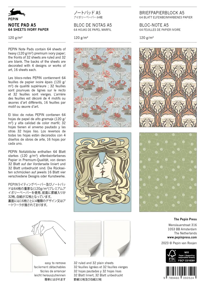 Bild: 9789460093524 | Art Nouveau | Writing Paper &amp; Note Pad A5 | Pepin van Roojen | 64 S.