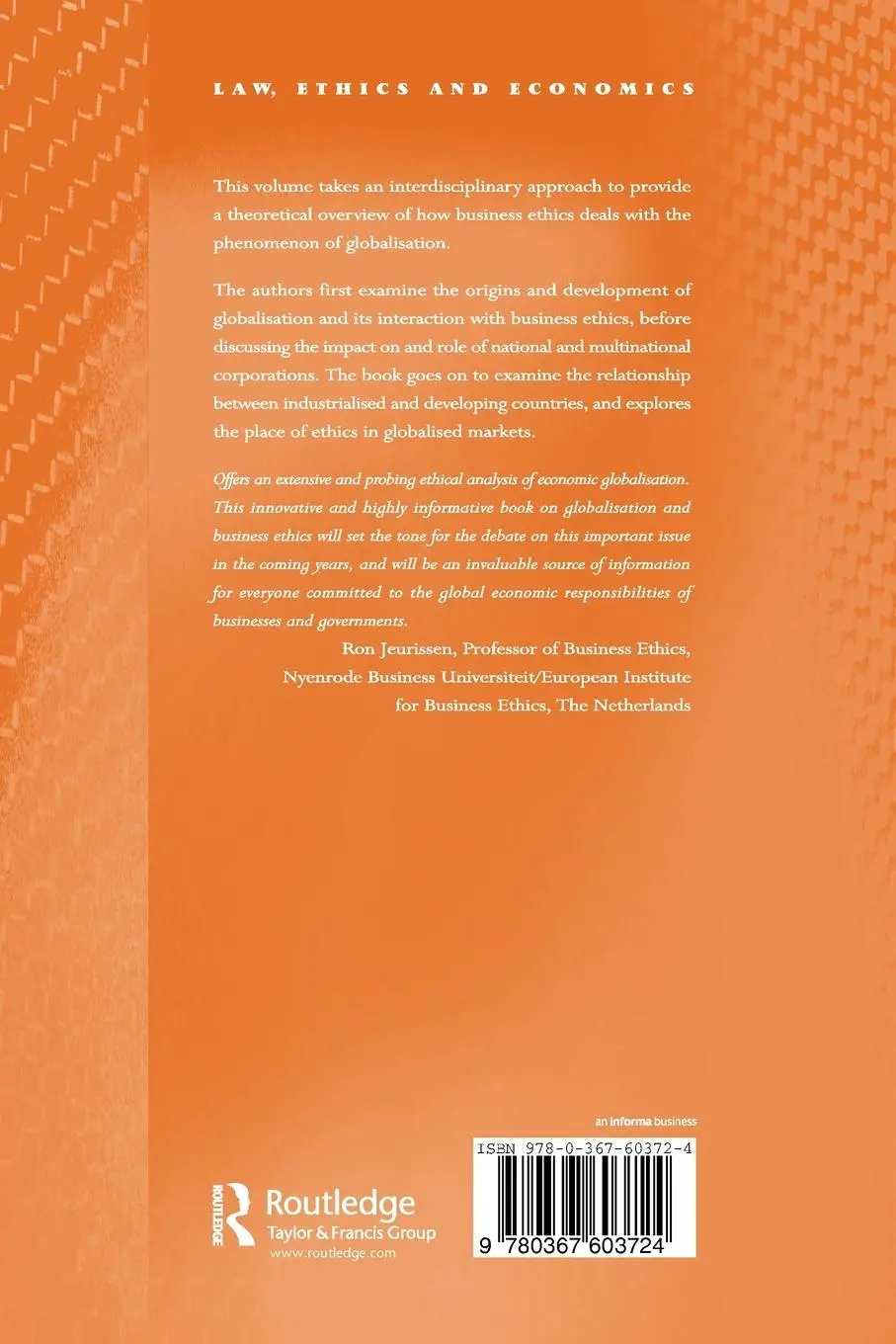 Rückseite: 9780367603724 | Globalisation and Business Ethics | Karl Homann (u. a.) | Taschenbuch