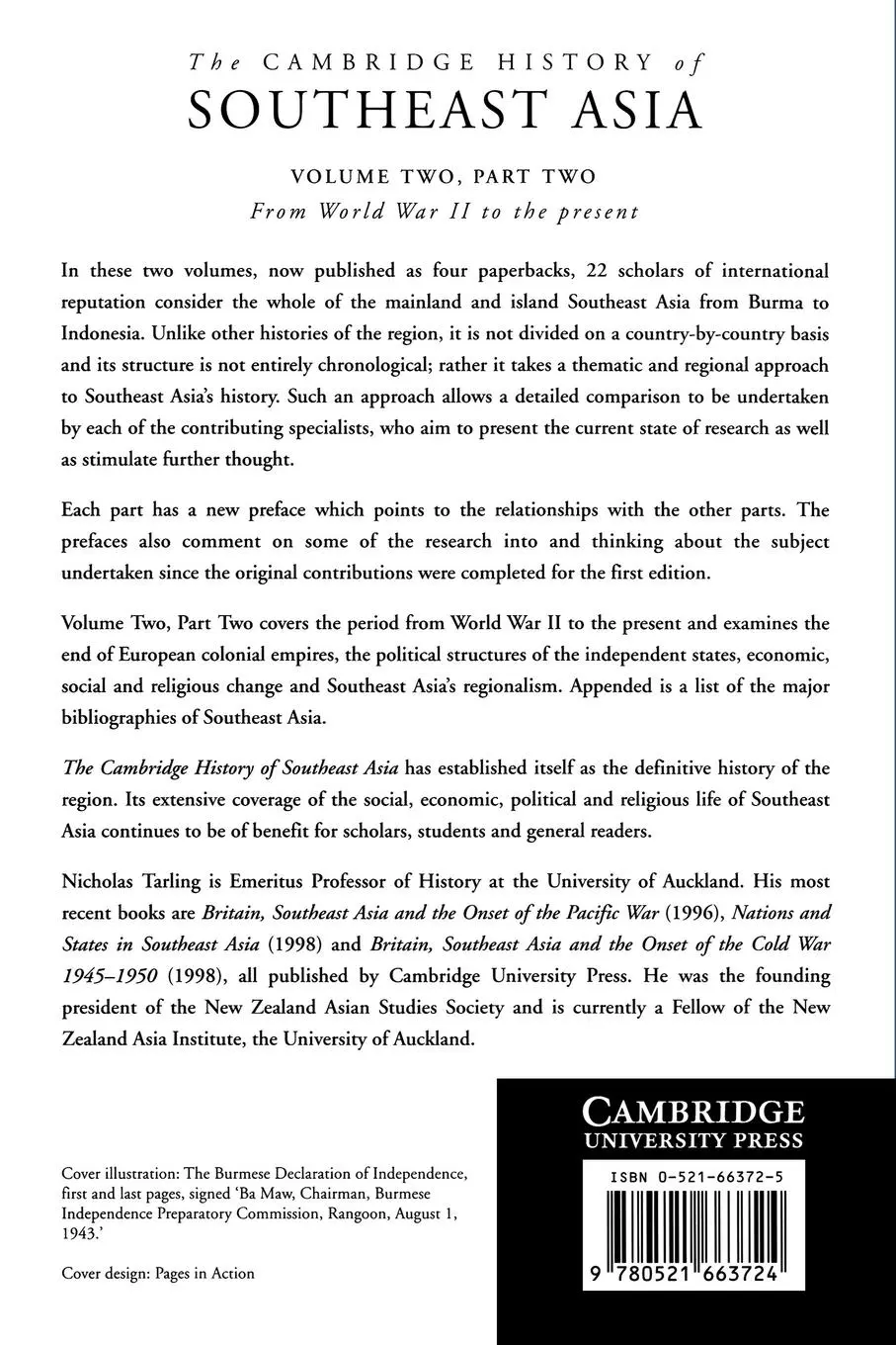 Rückseite: 9780521663724 | The Cambridge History of Southeast Asia | Nicholas Tarling | Buch