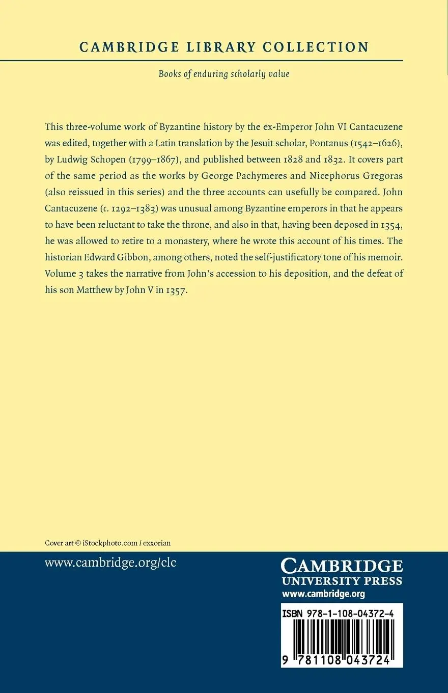 Rückseite: 9781108043724 | Ioannis Cantacuzeni Eximperatoris Historiarum Libri IV - Volume 3
