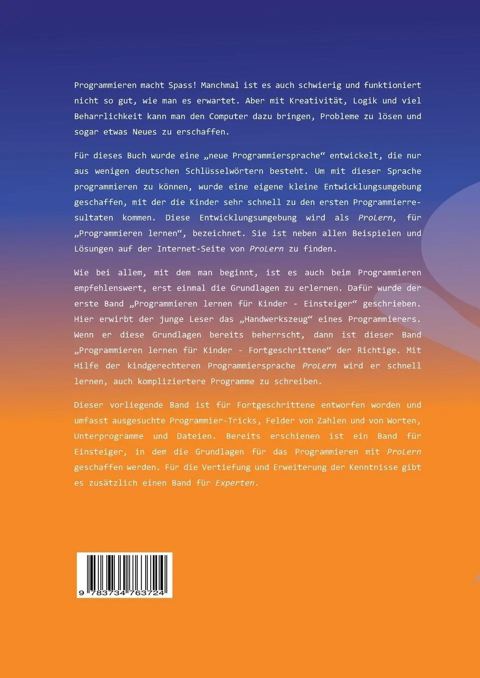 Rückseite: 9783734763724 | Programmieren lernen für Kinder - Fortgeschrittene | Dirk Hardy | Buch