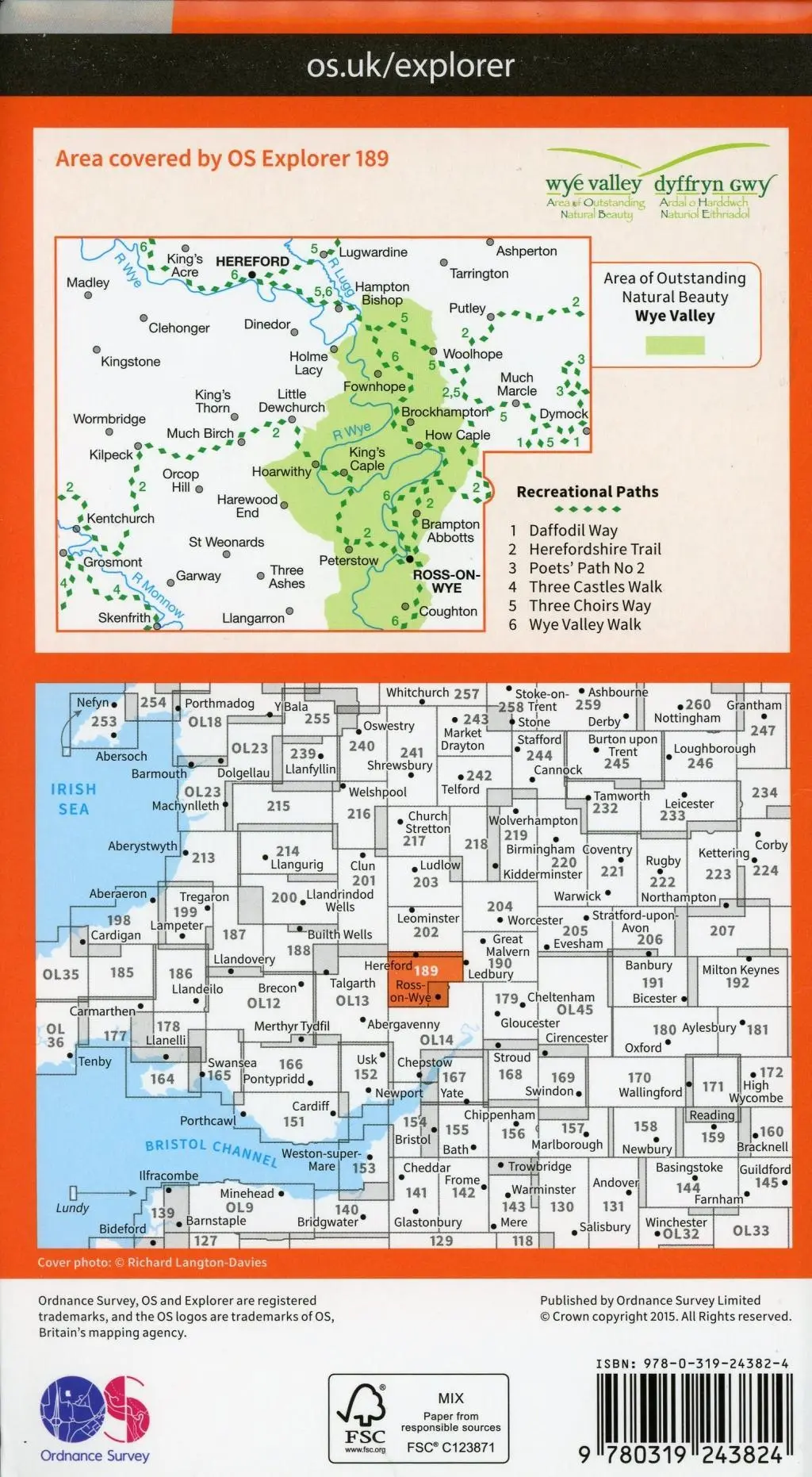 Bild: 9780319243824 | Hereford and Ross-on-Wye | Ordnance Survey | (Land-)Karte | Englisch