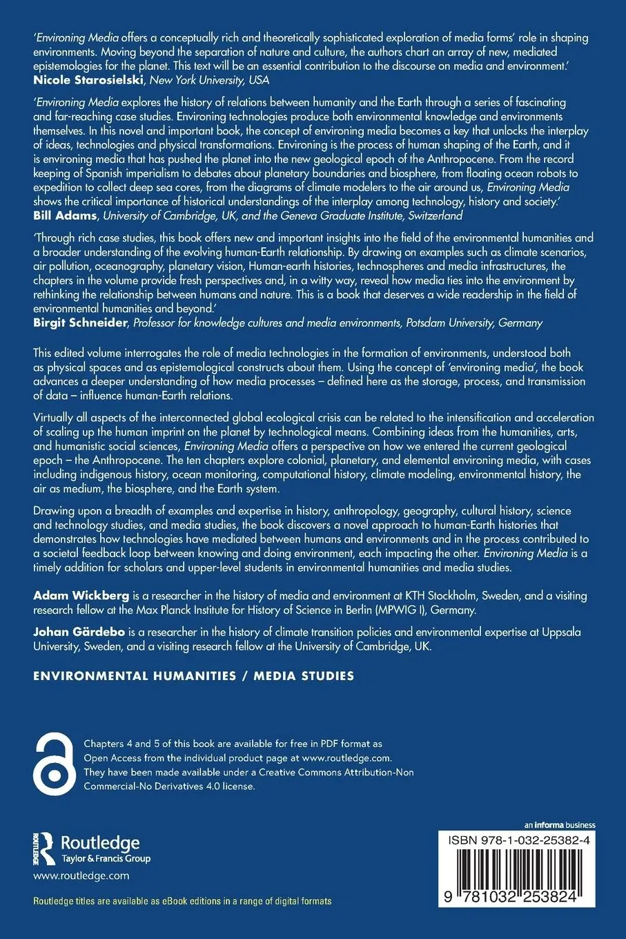 Rückseite: 9781032253824 | Environing Media | Adam Wickberg (u. a.) | Taschenbuch | Englisch