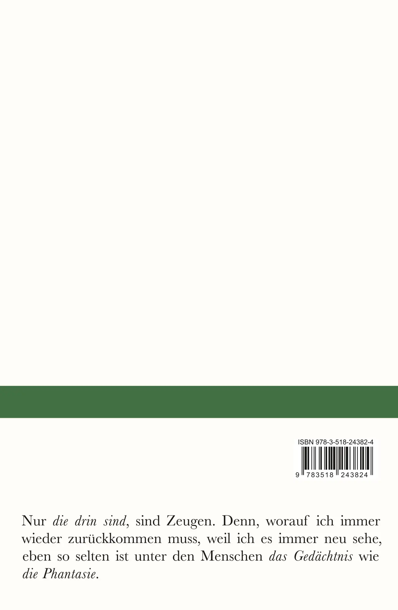 Rückseite: 9783518243824 | Zehn Tage / Bericht über einen inneren Aufenthalt | Ludwig Hohl | Buch
