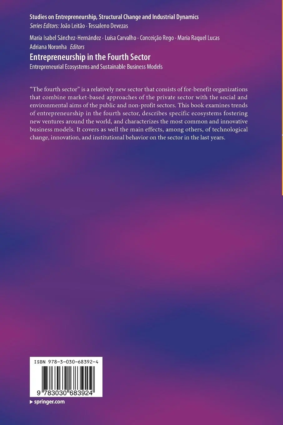 Rückseite: 9783030683924 | Entrepreneurship in the Fourth Sector | Sánchez-Hernández (u. a.) | vi